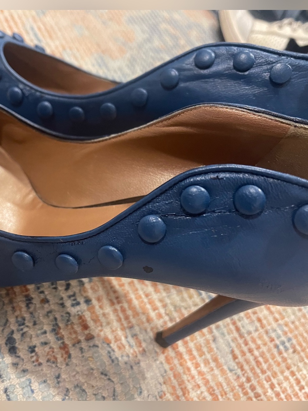 Fabulous Roberto Cavalli Denim Blue Studded Leather High Heels! please READ!